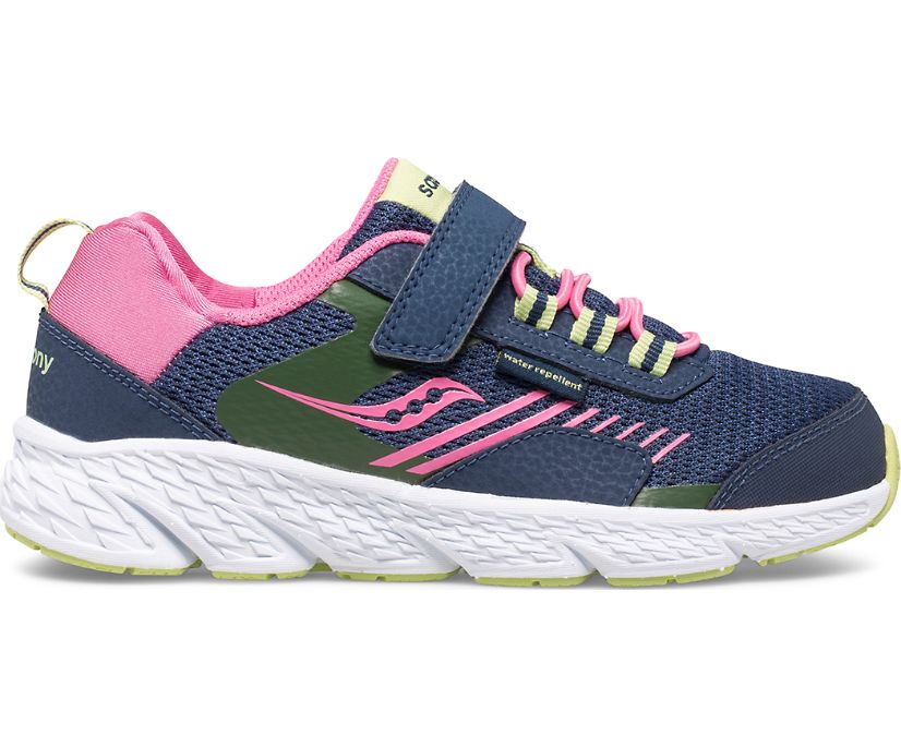 Kids' Saucony Wind Shield A/C Sneakers Navy / Green / Pink | Singapore 781QMAZ